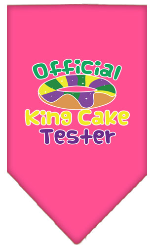 King Cake Taster Screen Print Mardi Gras Bandana Bright Pink Large
